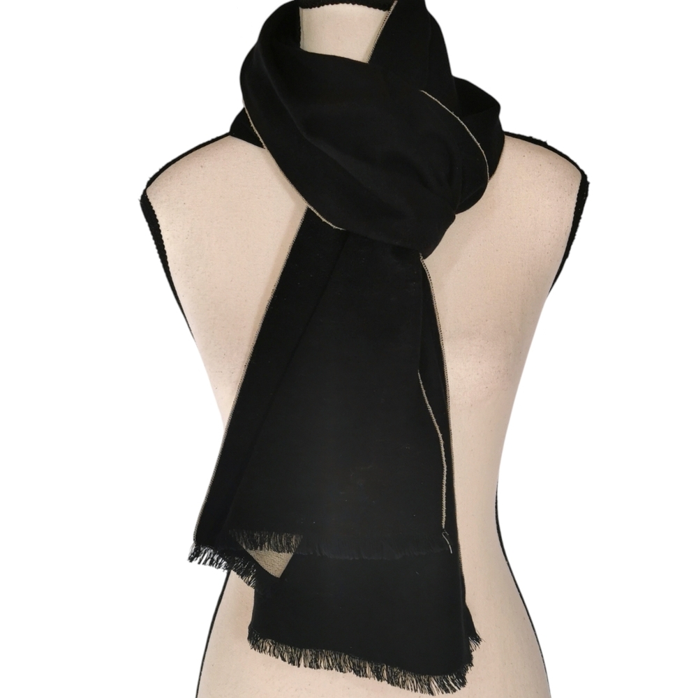 Roffe Accessories Black & Grey Silk Scarf